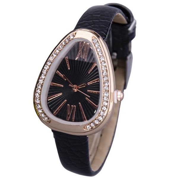Black Triangle Watch With Round Edges/ Snake Hea image