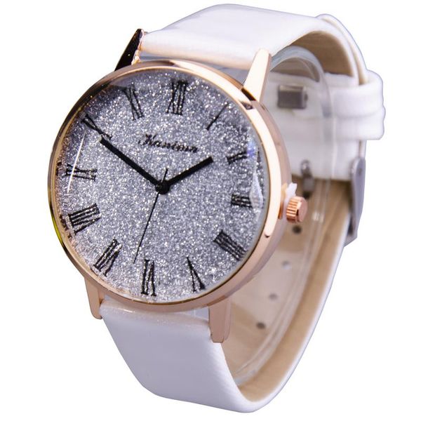 Round Silver Glitter Face Watch With White Jelly image