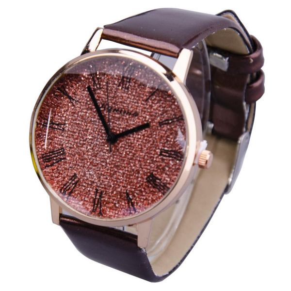Round Bronze Glitter Face Watch With Brown/Bronz image