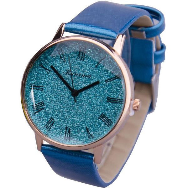 Round Teal Glitter Face watch with Teal Jelly Strap