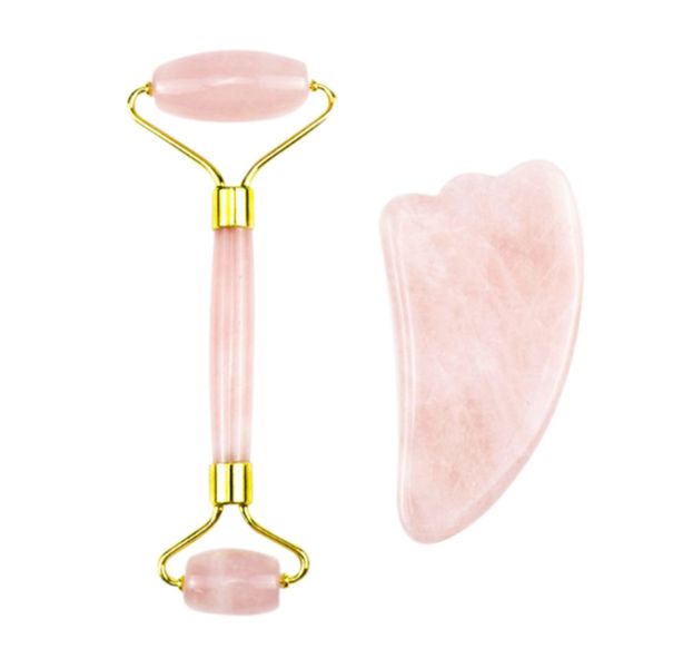 Rose Quartz Facial Roller Set