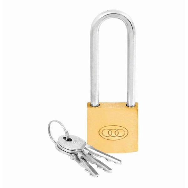 Tri Circle Solid Brass Long Shank Padlock - 32mm (10 Pack)