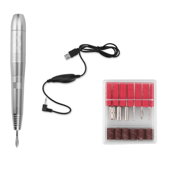 Electric Nail Drill Pen Manicure Polish Machine for Nail Art-Silver