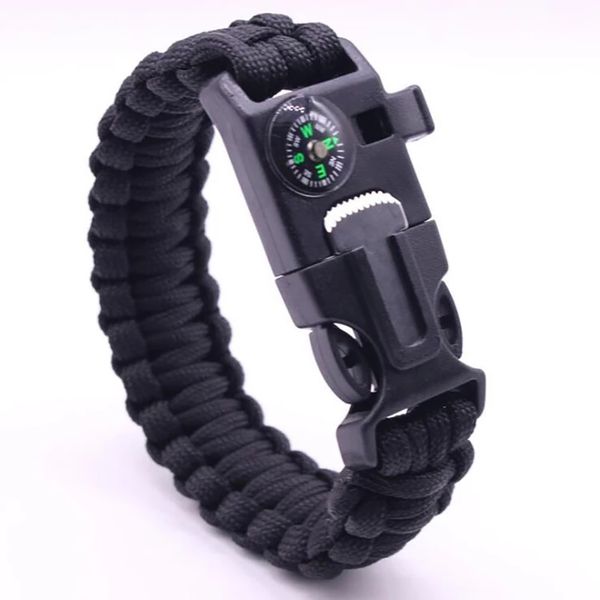 Soul Matters Emergency Paracord Rescue 5 in 1 Bracelet with Compass - Black