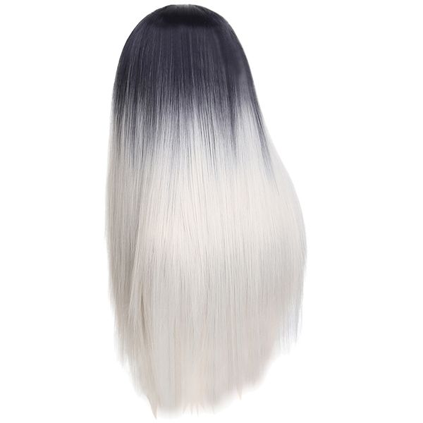 Fashion Silver Gray Long Straight Synthetic Wig For Women