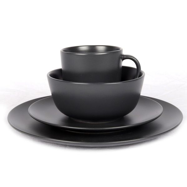 16 Piece Stoneware Dinner Set - Charcoal
