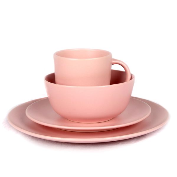 16 Piece Stoneware Dinner Set - Blush Pink