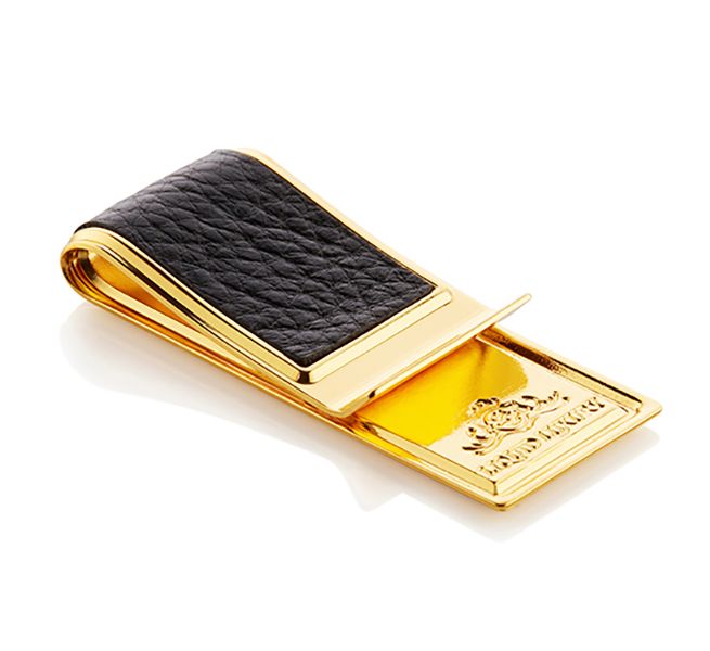 24K Gold Plated Leather Money Clip