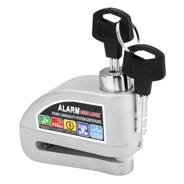 Metal Motorcycle/Scooter Disc Brake Lock with Audio-able Alarm - Grey