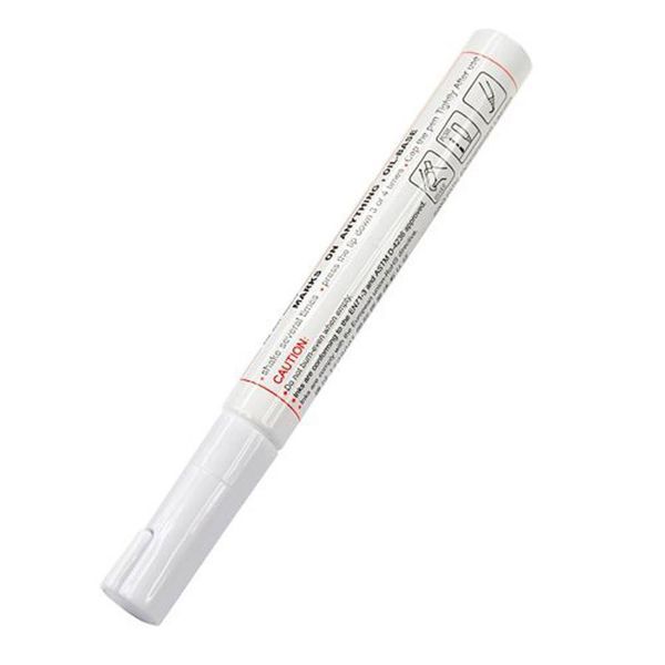 Car Tyre Metal Paint Pen Marker - White (Pack of 2)