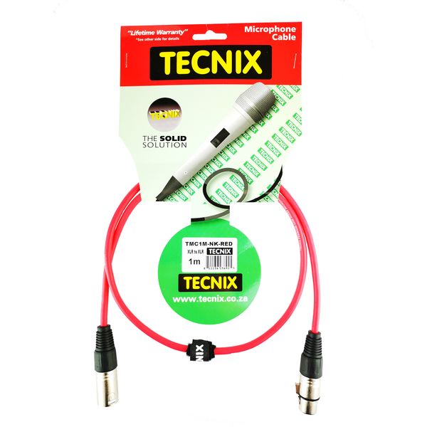 Tecnix 1m XLR-XLR Microphone Cable - Red