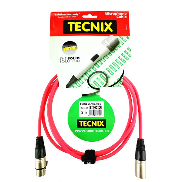 Tecnix 2m XLR-XLR Microphone Cable - Red
