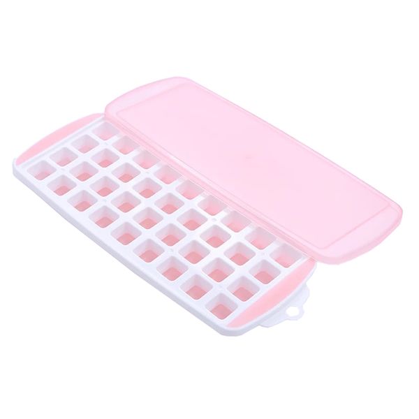 36 Grids Ice Cube Tray Molds With Lids - Pink