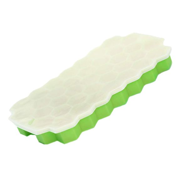 37 Grids Honeycomb Silicone Ice Cube Tray with Lid - Purple