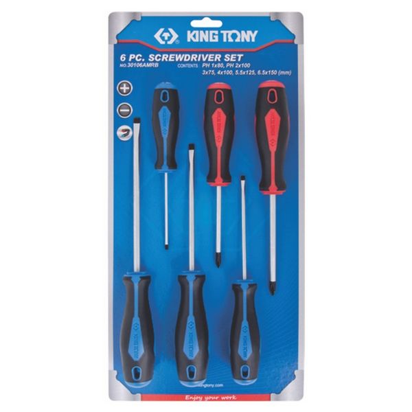 King Tony 6pc Screwdriver Set Blister Card