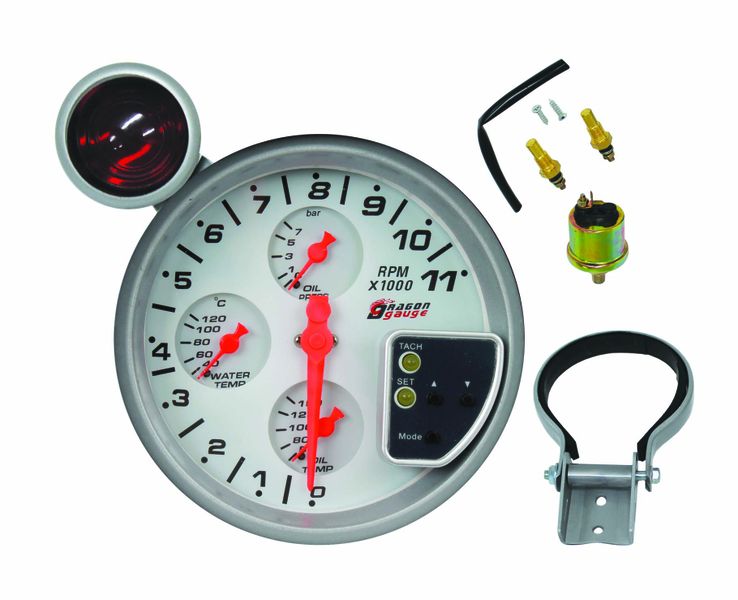 Dragon Gauge 95mm 4 in 1 Tachometer / Rev Counter with Shift Light
