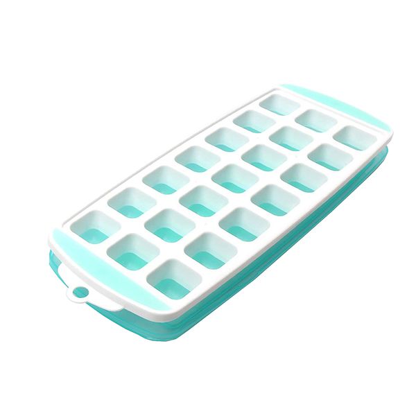 21 Grids Ice Cube Tray Molds With Lids - Green