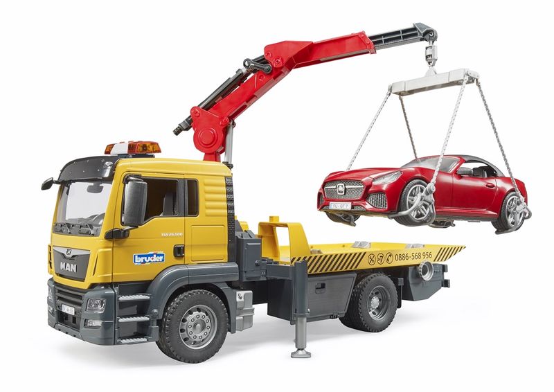 Bruder MAN TGS Tow Truck with Bruder Roadster
