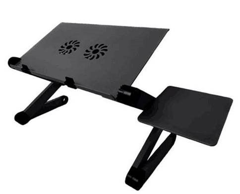 TUFF-LUV Adjustable Portable Laptop Stand with Fan - For Beds etc - Black