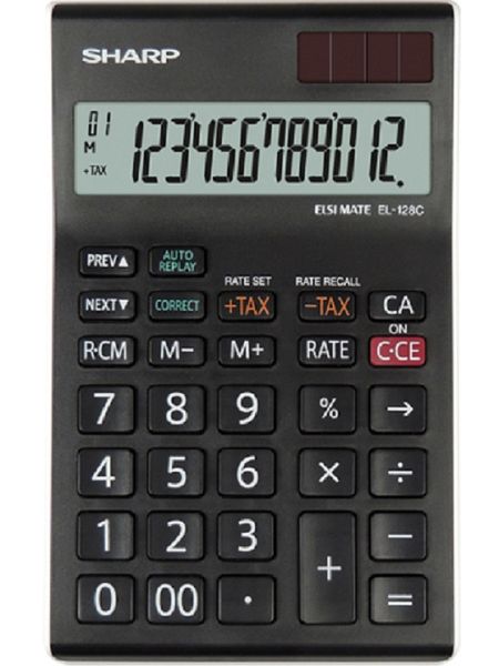 Sharp EL-128C Black and White 12 Digit Calculator