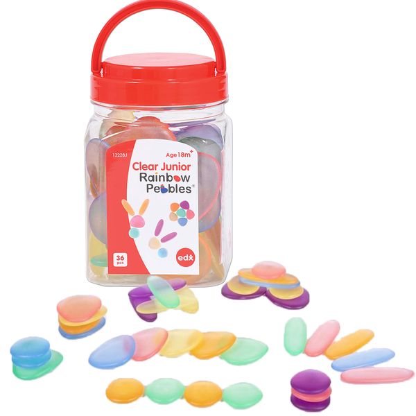 EDX Education Translucent Junior Rainbow Pebbles: 36 Pieces