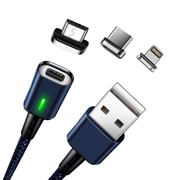 3-in-1 USB Magnetic Cable for iOS/Type C/Micro USB - Black