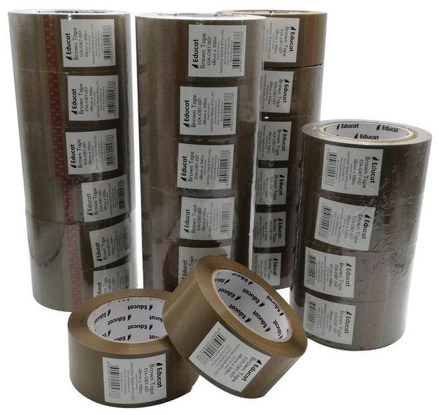 Educat Brown Warehouse Box/Carton Packing Tape - 100m