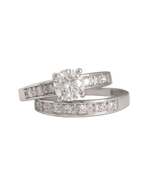 Miss Jewels- CD Designer Jewellery CZ Wedding Set in Silver -Size N