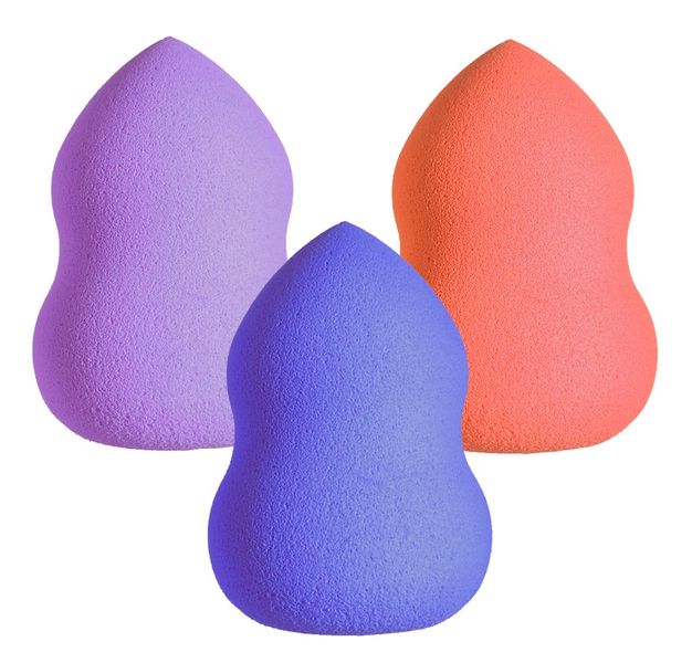 Set of 3 Cosmetic Blending Makeup Sponges (Purple, Orange and Blue)