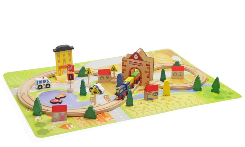 Jeronimo 54 Piece Wooden Train Set - Clock Tower