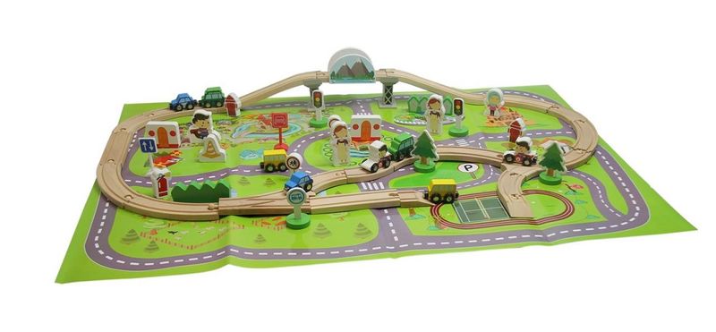 Jeronimo 80 Piece Wooden Train Set - Multi Bridge