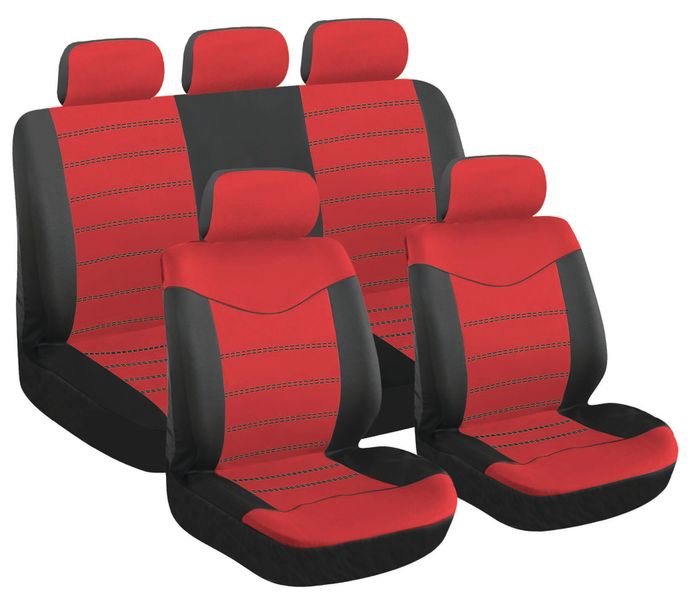 Car Seat Cover 9pc Red X Type