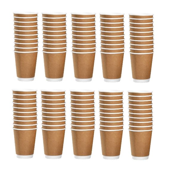 Disposable Paper 350 ml Coffee Cups and Lids - Pack of 100