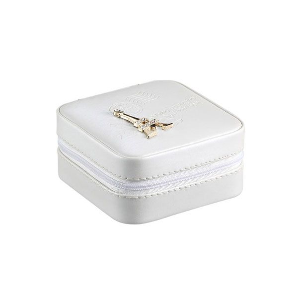 On-The-Go Jewellery Storage Box with Zip - Pearl with Eiffel Tower