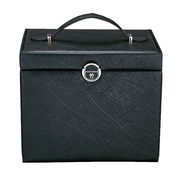 Large Capacity PU Leather Jewelry Storage Display Organizer - Black