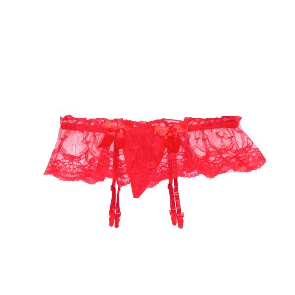 I Love Lingerie, Flirty Friday Lace, Mesh Garter and G-string Red