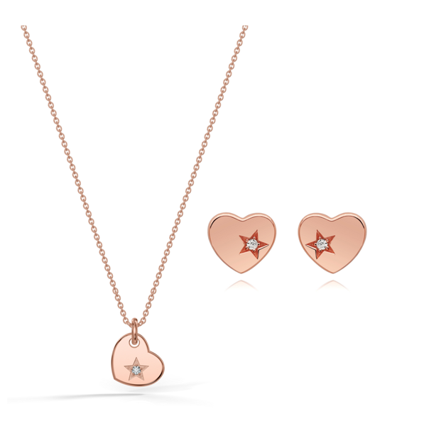 Dhia Silver Cupid Heart Set made with clear Swarovski Zirconia.