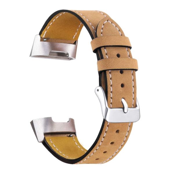 FocusFit - Fitbit Charge 3/ 3 SE Compatible Leather Band - Tan