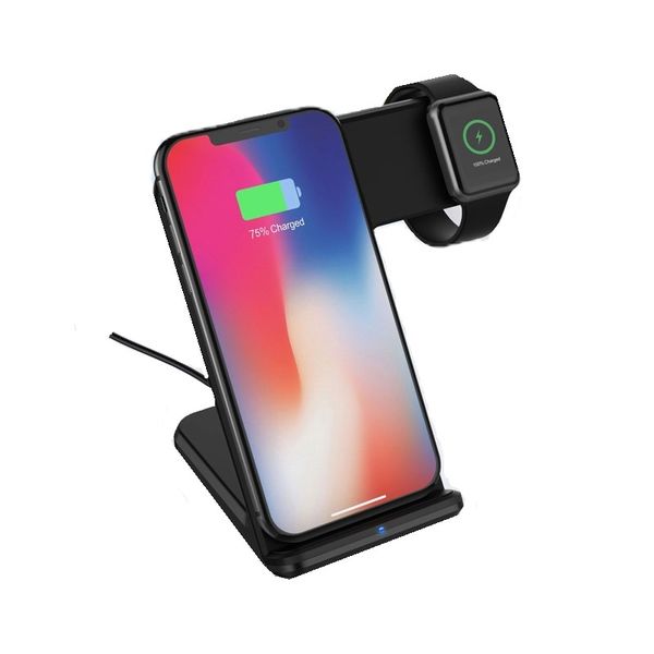 2-in-1 Wireless Charging Dock For iPhone &amp; Apple Watch - Black