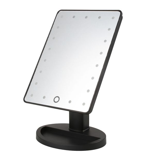 Large Vanity Makeup Mirror with LED Light - Black
