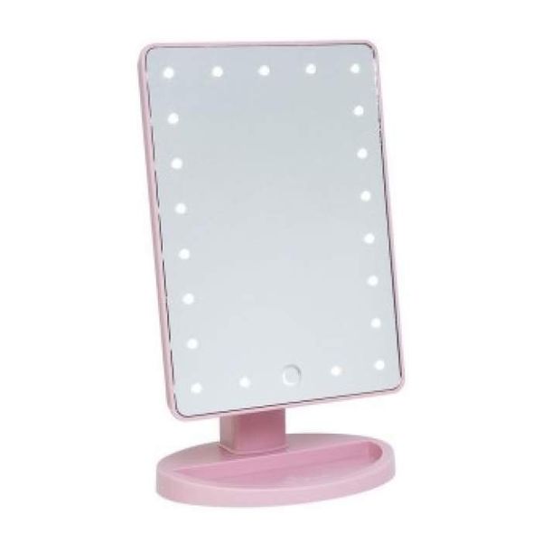 Large Vanity Makeup Mirror with LED Light - Pink