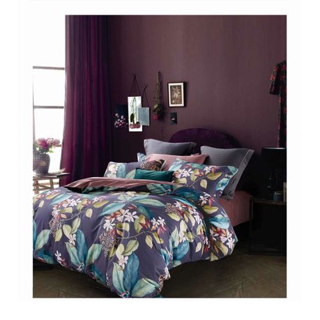 Linen Boutique Duvet Cover 300tc 4 Pcs Floral Slategray Buy