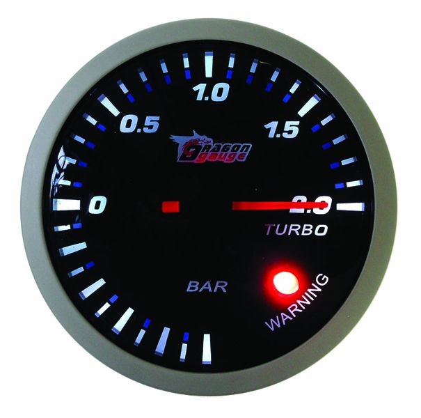 Dragon Gauge 60mm Boost Gauge - BAR - Silver and Black