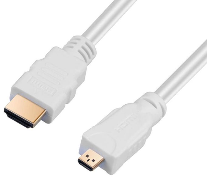 HDMI Micro Plug to HDMI Plug, 3.28 ft, 1 m, White