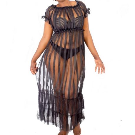 black mesh cover up dress