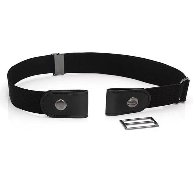 Buckleless Elastic Stretch Belt For Women &amp; Men Elastic Waist - Black