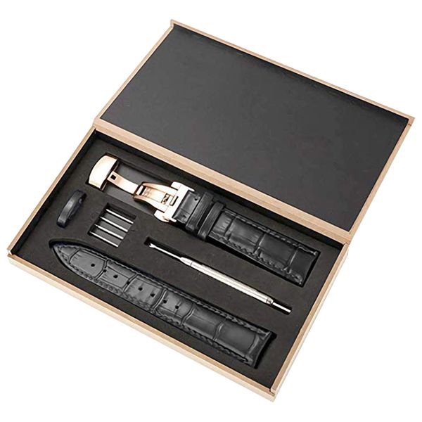 15mm Width Leather Watch Band Strap with Butterfly Buckle - Silver Buckle