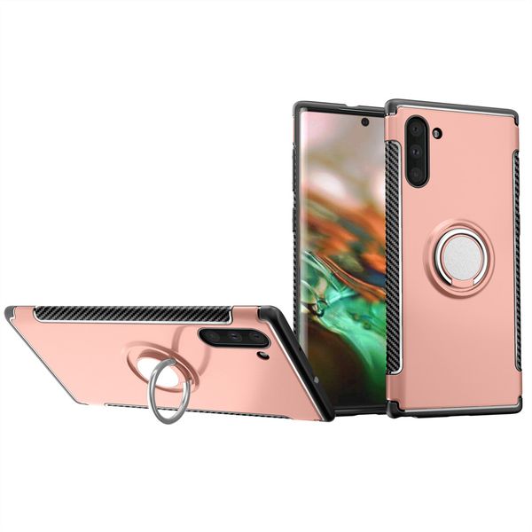 Magnetic Kickstand Ring Armor Case for Samsung Note 10 RoseGold