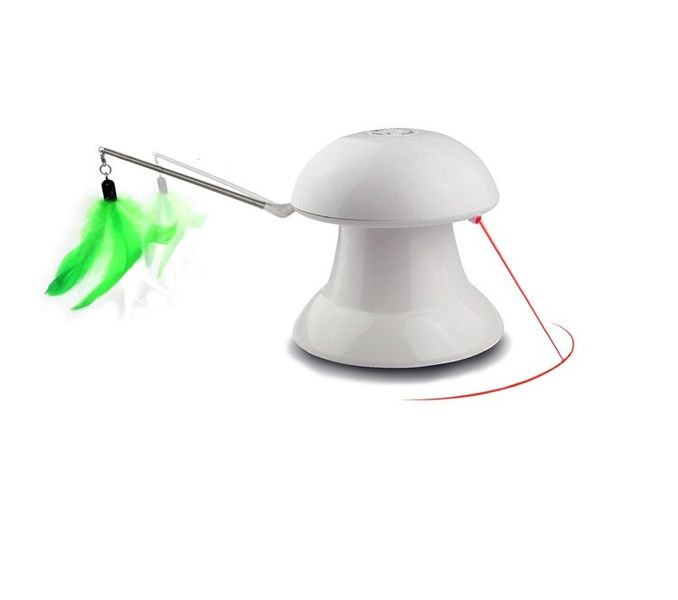 Interactive 2 in 1 Rotating Laser and Feather Cat Toy