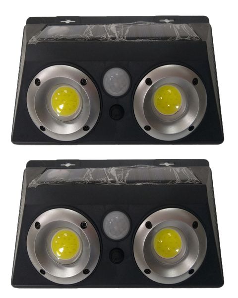 SET of 2: Double Beam Solar Powered Wall Mounted Motion Sensor COB LED Lamp